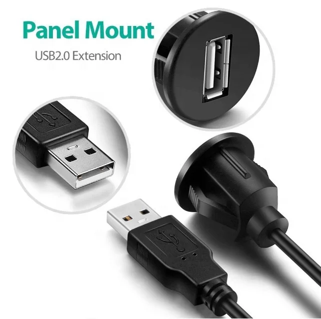 Extension lead car panel mount QC2.0 USB port
