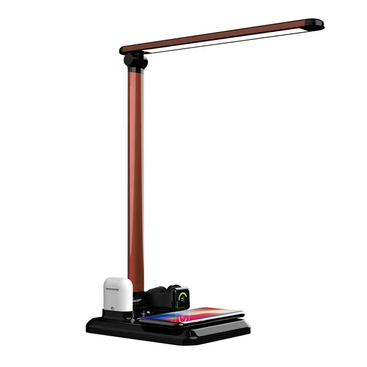Qunhui QI Standard Wireless Charging LED Desk Lamp With Type-C USB Charging Port Adjustable Brightness Student Table Lamp