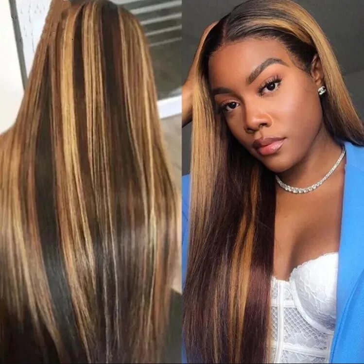13x6 Human Hd Lace Front 150% Density Virgin Hair Highlighted Wigs With Color Hd Highlighted 28 inch Human Wig For Black Women
