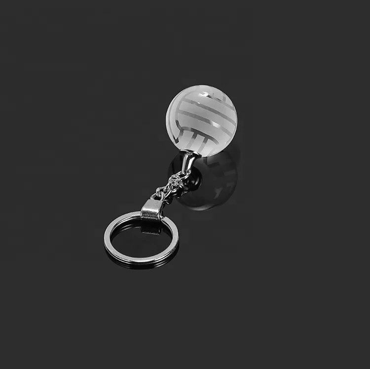 MH-YS11 volleyball shape crytsal glass keychain engrave logo crystal volleyball key chain