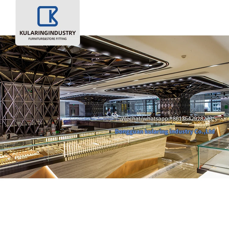Fancy design jewelry display counter cases, mall kiosk for jewelry shop furniture display showcase and cabinet
