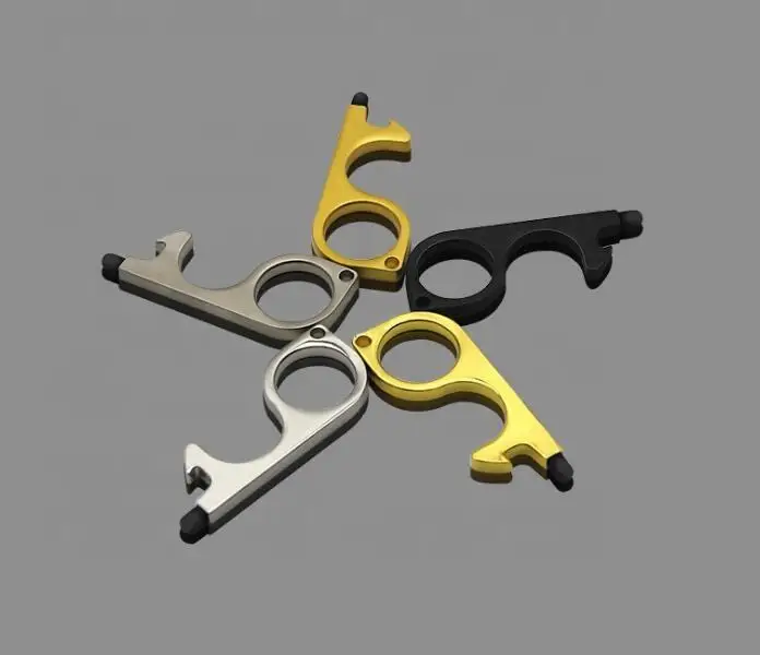 custom Metal Logo  Hand No Touch Door Opener Tool Keychain wholesale