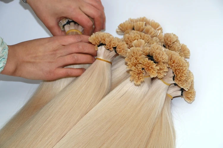 Natural Virgin Human Nail Hair U Tip 20Inch Natural Russian U Tip Hair Extensions For Women