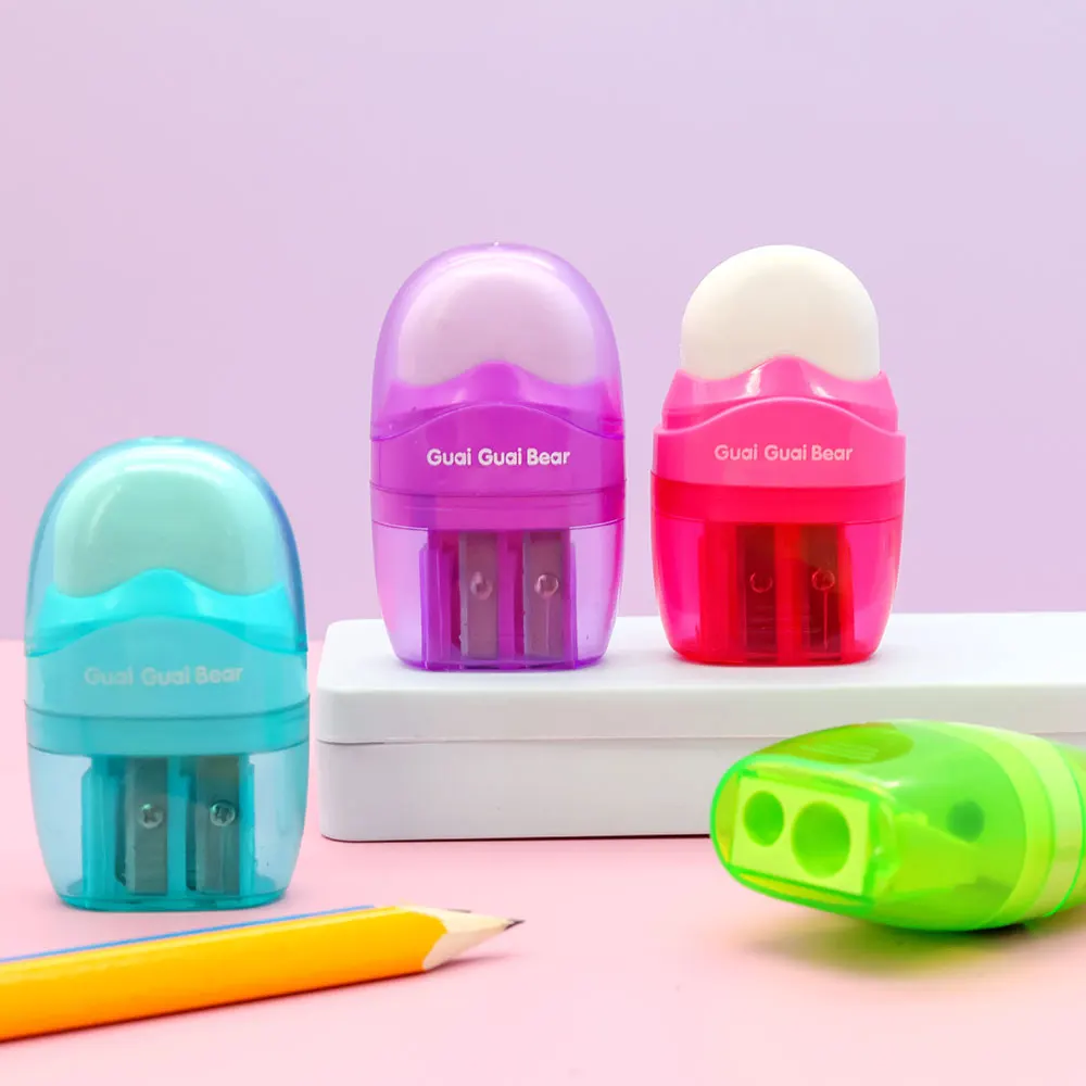 2024 новый овальный ластик с двойными отверстиями термоусадочные пластиковые кусочки разноцветные школьные канцелярские принадлежности оптовая продажа