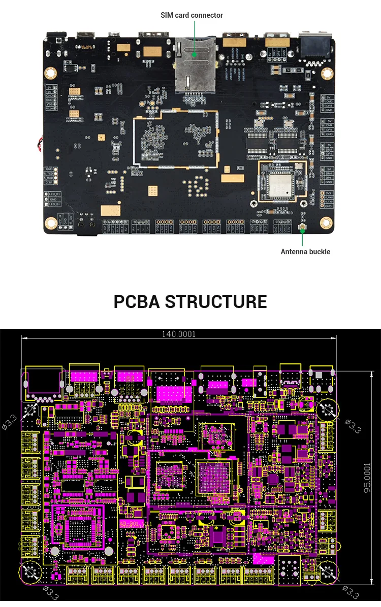 Intelligent industrial all in one board adopts Rockchip RK3328 quad-core chip solution and supports Android7.1 system