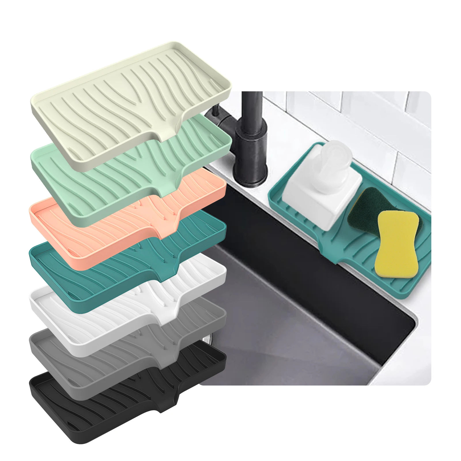 High Quality Kitchen Counter Sink Organizer Bathroom Sink Organizer Silicone Sponge Holder For Kitchen Sink