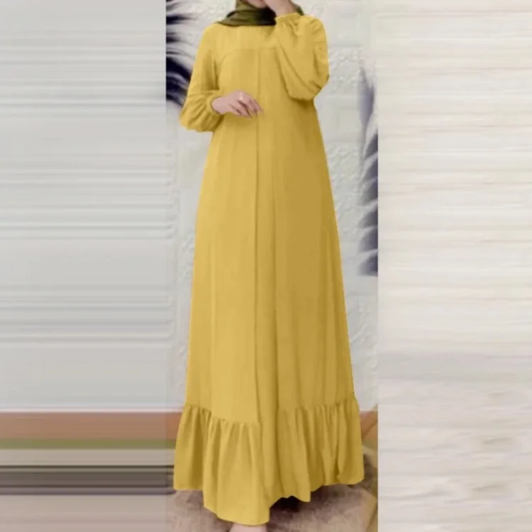 New Middle East Muslim Southeast Asia robe cotton linen loose casual long-sleeved modest dress jalabiya muslim women dress