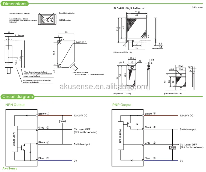 Sense ELCTM30N 30m Long Distance Moving Objects Detecting Laser Position Sensor Photoelectric