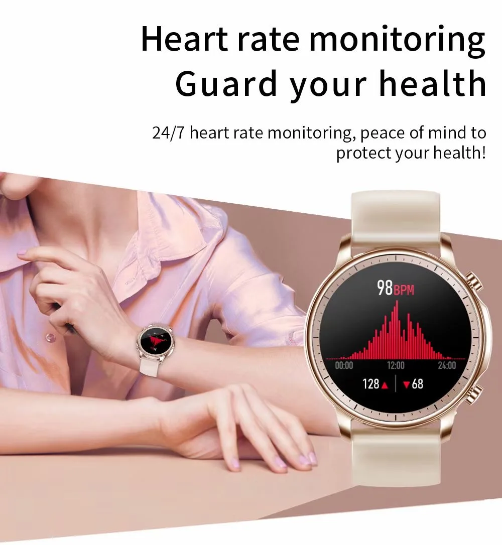 Metal Watch Case Silicone Band Smart Bracelet V23 Blood Pressure Blood Oxygen Fitness Tracker 1.28 inch Heart Rate Full Touch