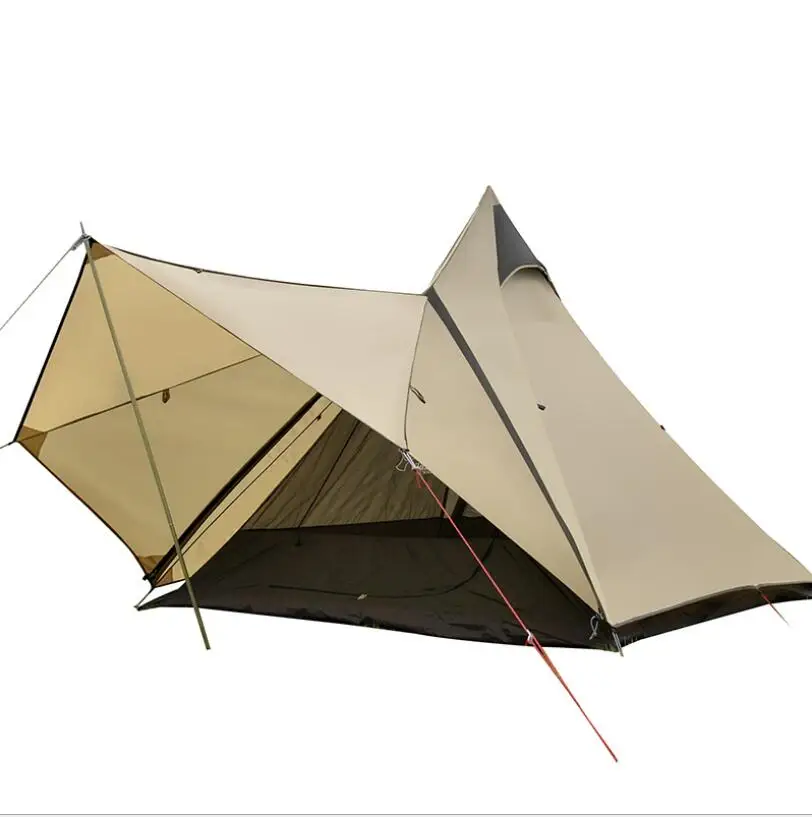 Outdoor camping leisure tent with front hall shade and rainproof mountaineering 3-4 people Indian cross-border tent
