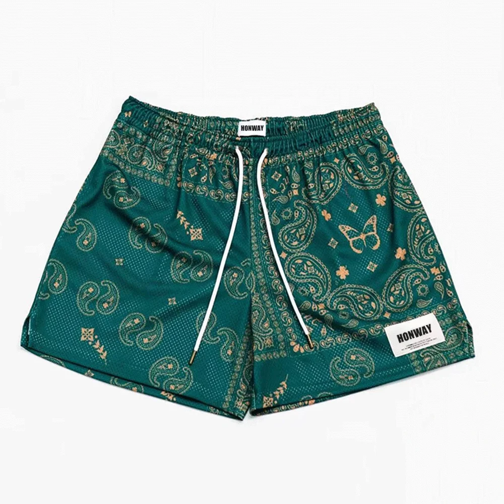 Vintage Paisley Sweat Shorts Unisex Polyester Mens Fitness Thick Mesh Shorts Custom Quick Dry Gym Graphic Short For Men