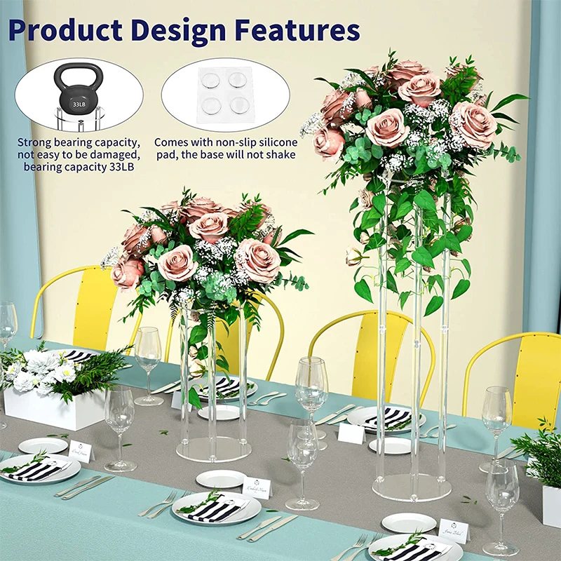 Elegant Flower Stand Flower Base Wedding Decorations Table  Tall Clear Acrylic Centerpieces