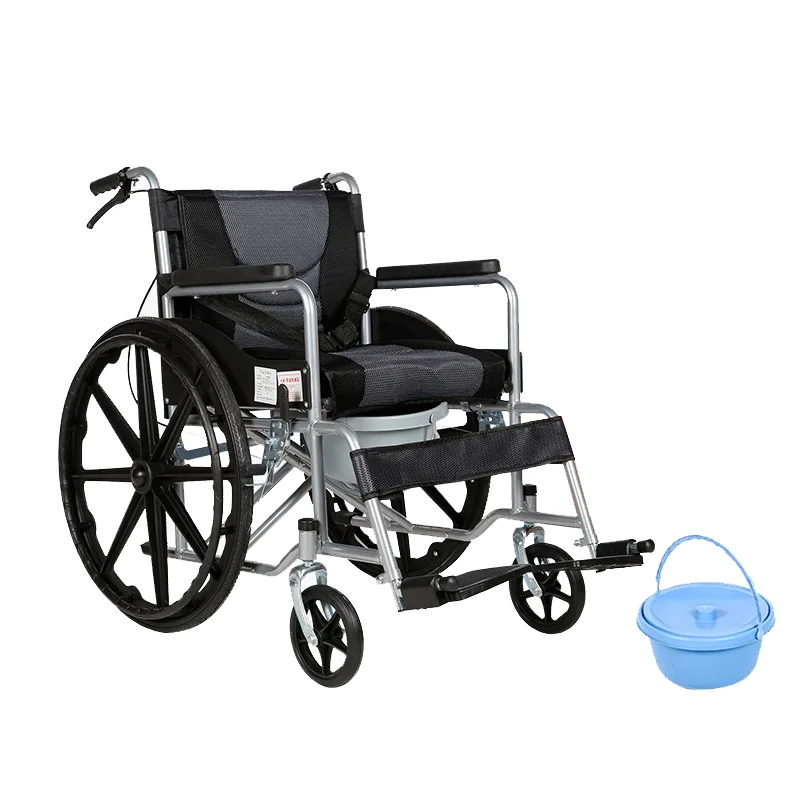 Wholesale Hot Sale Thickened Steel Wheelchair Folding Portable Toilet For Elderly Medical Handicap Patients Wheeled Chair