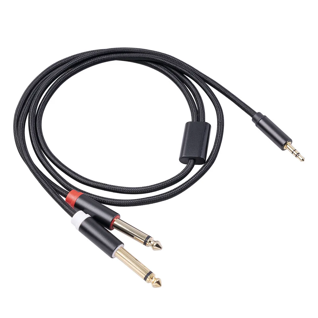 Speaker Audio Cable 3.5mm To Double 6.35mm Aux Cable 2 Mono 6.5 Jack To 3.5 Male For Phone To Mixer Amplifier 6.35 Adapter