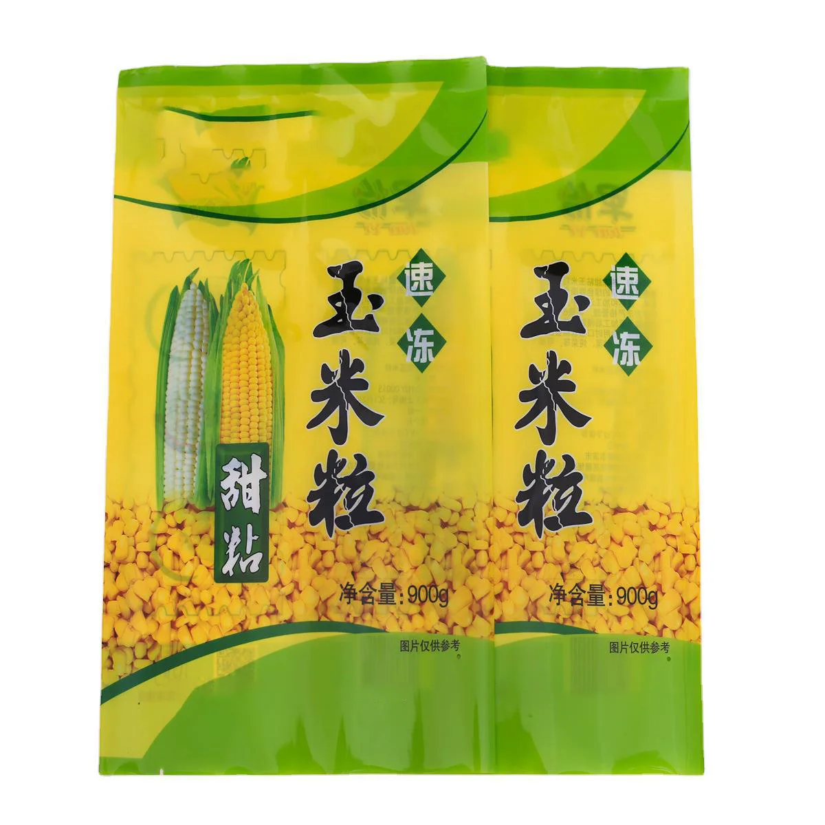 Frozen Sweet Pea Sweet Corn Kernel Packaging Design Three-Sided Seal Color Printing Self-Supporting Plastic Bag
