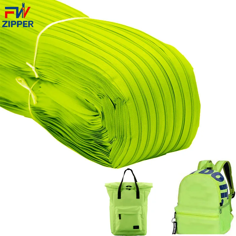 Nylon Zipper Long Chain Hot Sale 3# 5# 7# 8# 10# fluorescent zipper Bags Suitcase Luggage Laptop Bag Nylon Zips roll