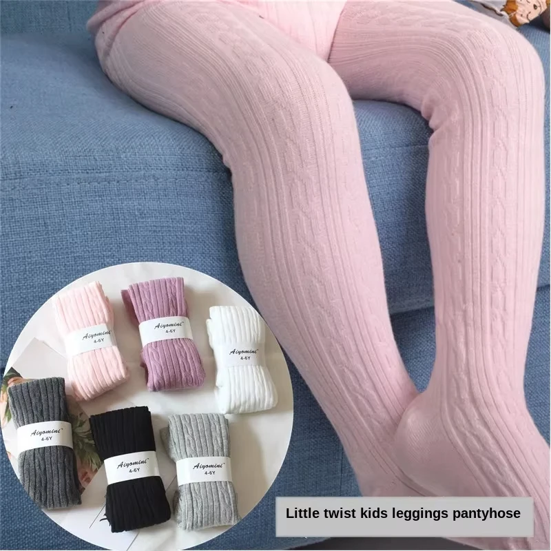 2025 Knitted Twist Cute Cable Knit Cotton Bottom Toddler Kid Girl Ribbed Stockings Baby Pantyhose For Girls