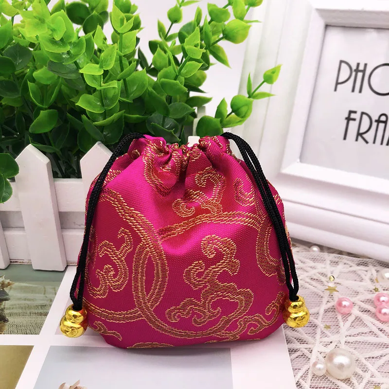 Chinese style silk brocade embroidered jewelry bag coin Purses gift bag zipper pocket