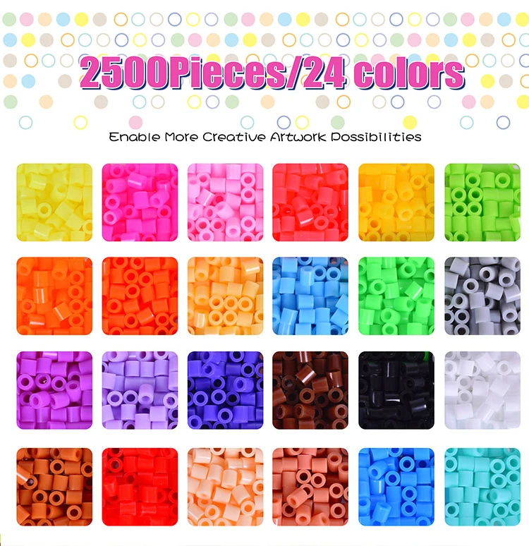 High Quality Custom 24 Colors Children Educational Toys Ironing Eco Friendly Fuse Beads Kit Hama Beads 5mm Fuse Beads Animal