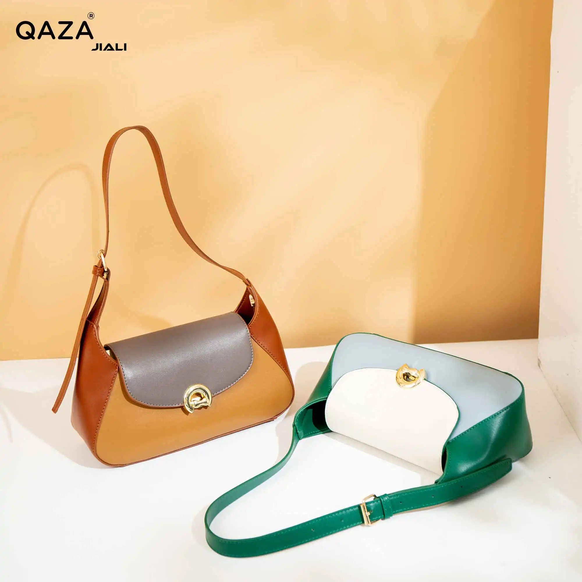 Jiali QAZA 2024 New High Quality Luxury Handbags Moderate Capacity Brand Ladies Handbags