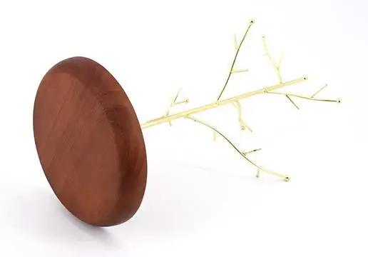 Jewelry Tree Stand Organizer Metal Display with Wooden Plate Base for Necklaces Bracelet Earrings Rings Jewelry Display Stand