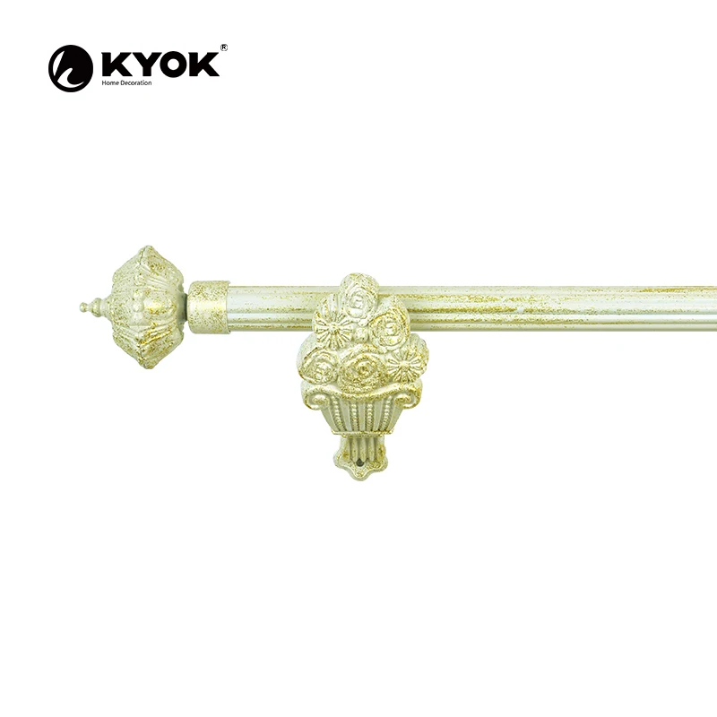 New Glass Ball Pipe Flower Shaped Football Finial Curtain Rod stainless Nickle Pipe Bracket For Living Room