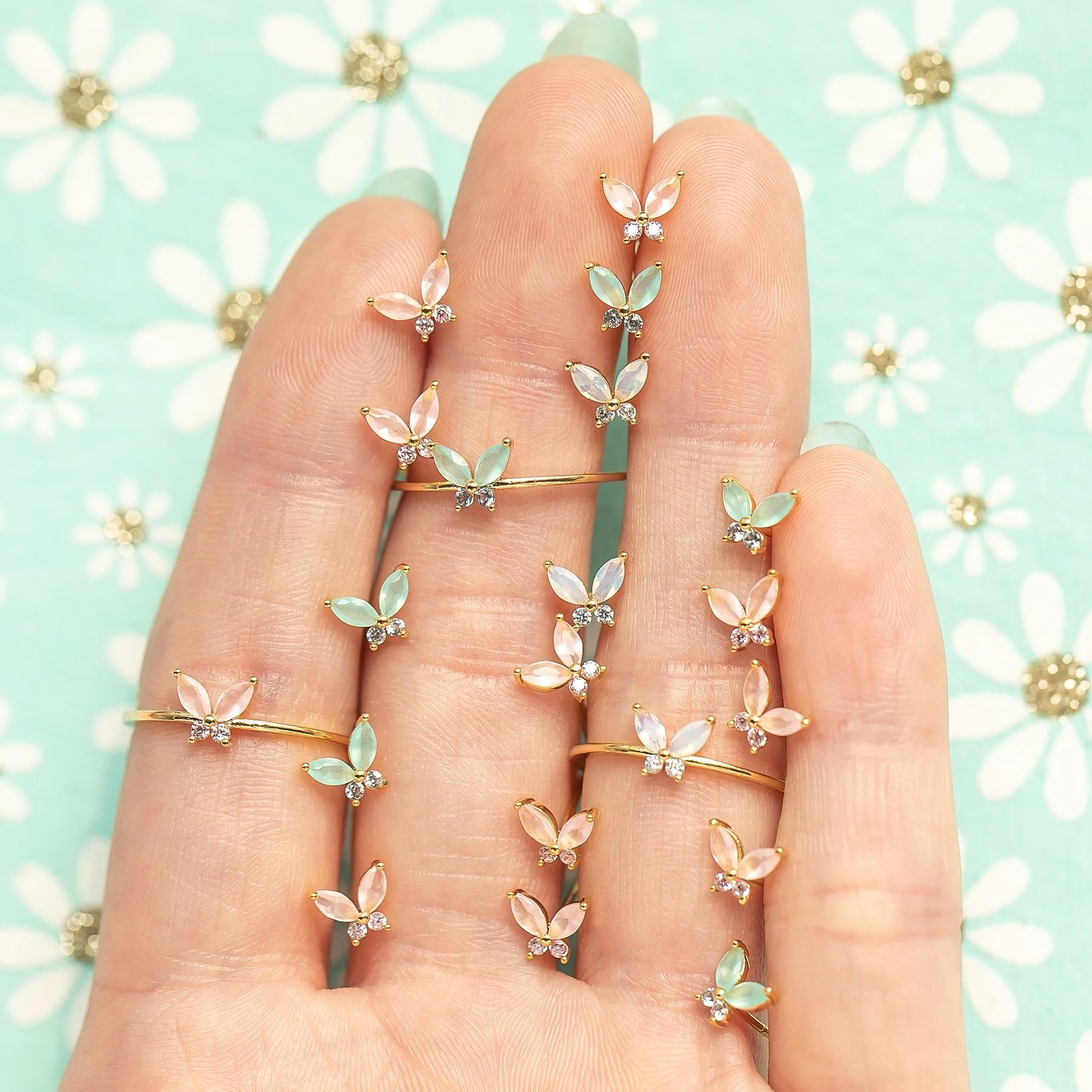 925 silver gold plated mini butterfly women jewelry bling cz cute mini stud earring
