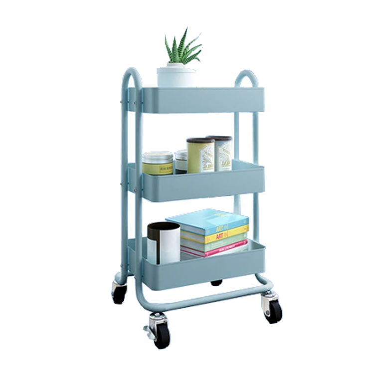 Передвижная тележка для хранения 3 яруса стальная Кухонная