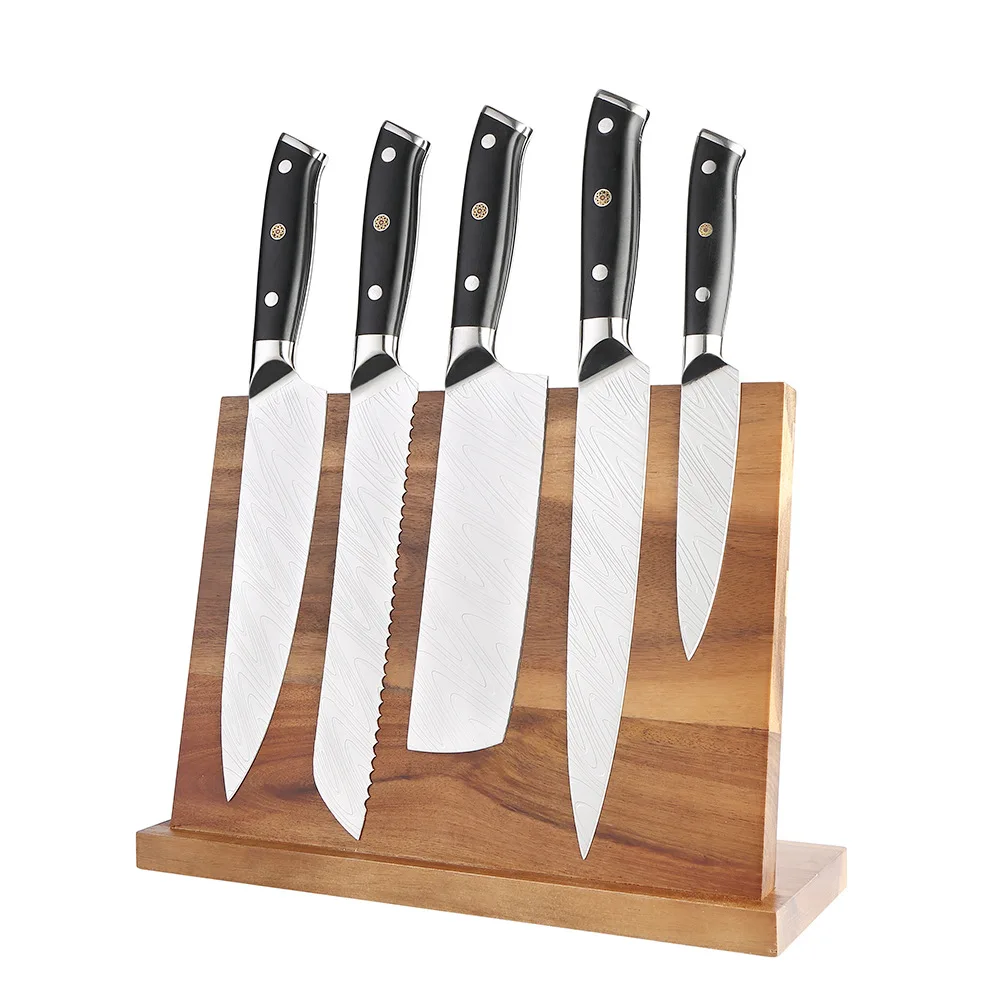 IN STOCK Acacia Wood Magnetic Knife Block Holder Universal Stand High-quality for kitchen