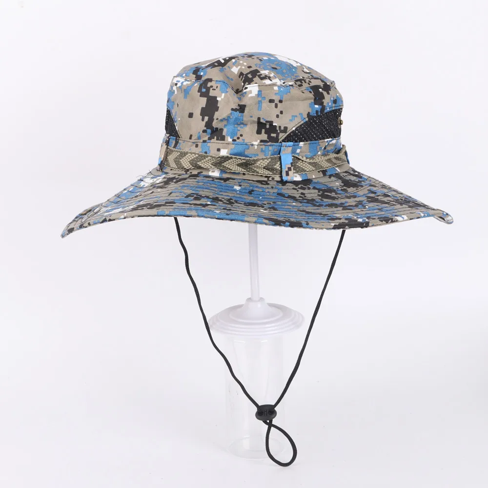 Outdoor Bucket Hat Foldable Pocket Cap Big Brim Fishing Traveling Riding Climbing Portable Hat With Wind String