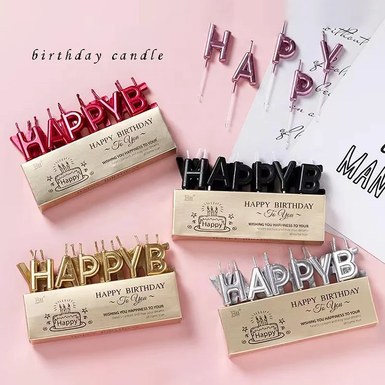Wholesale Colorful Sparkling Happy Birthday Letters Cake Candle for Party Decorating Cake Candles