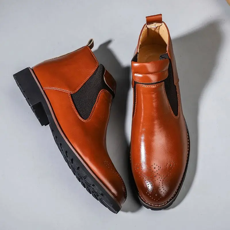 Chelsea Boots High-top Lace Up Ankle Boots Casual Style Office Wearing Big Size 38 to 48