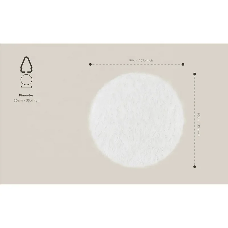 Customized pattern white plush faux fur Christmas tree decorations Silver gold Snow Tree Skirt for Protection Mat