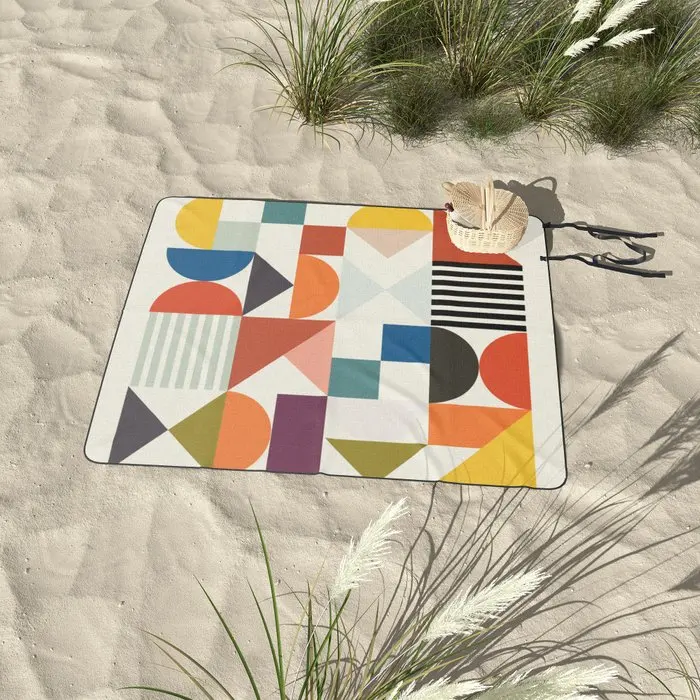 Waterproof sand-proof foldable rectangular beach mat family picnic blanket