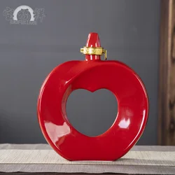 Red ceramic beverage bottle custom ceramic bottles jar manufacturing