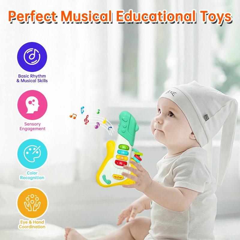 Musical Toddler Guitar Portable Educational Baby Instrument Handheld Musical Electronic Toy