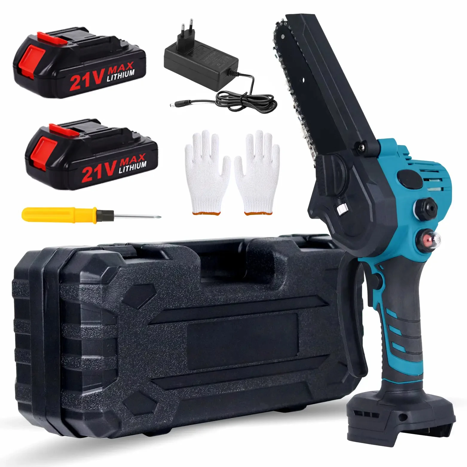 CS16 new arrival 2 chains portable wireless mini chainsaw 21V garden wood cutting chainsaws cordless battery
