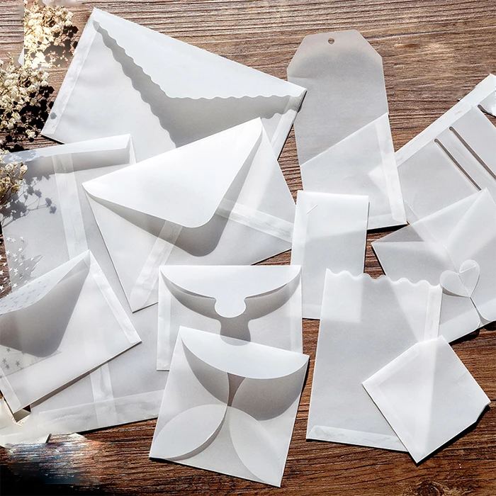 Creative collage material translucent blank sulphate paper envelope with custom logo