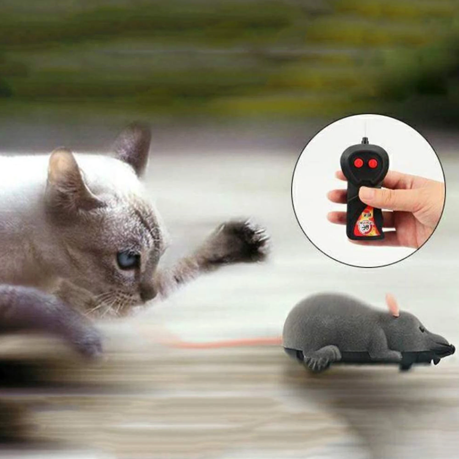 Electronic Remote Control Rat Kids RC Plush Rat Toy (Gray) Interactive Cat Toy