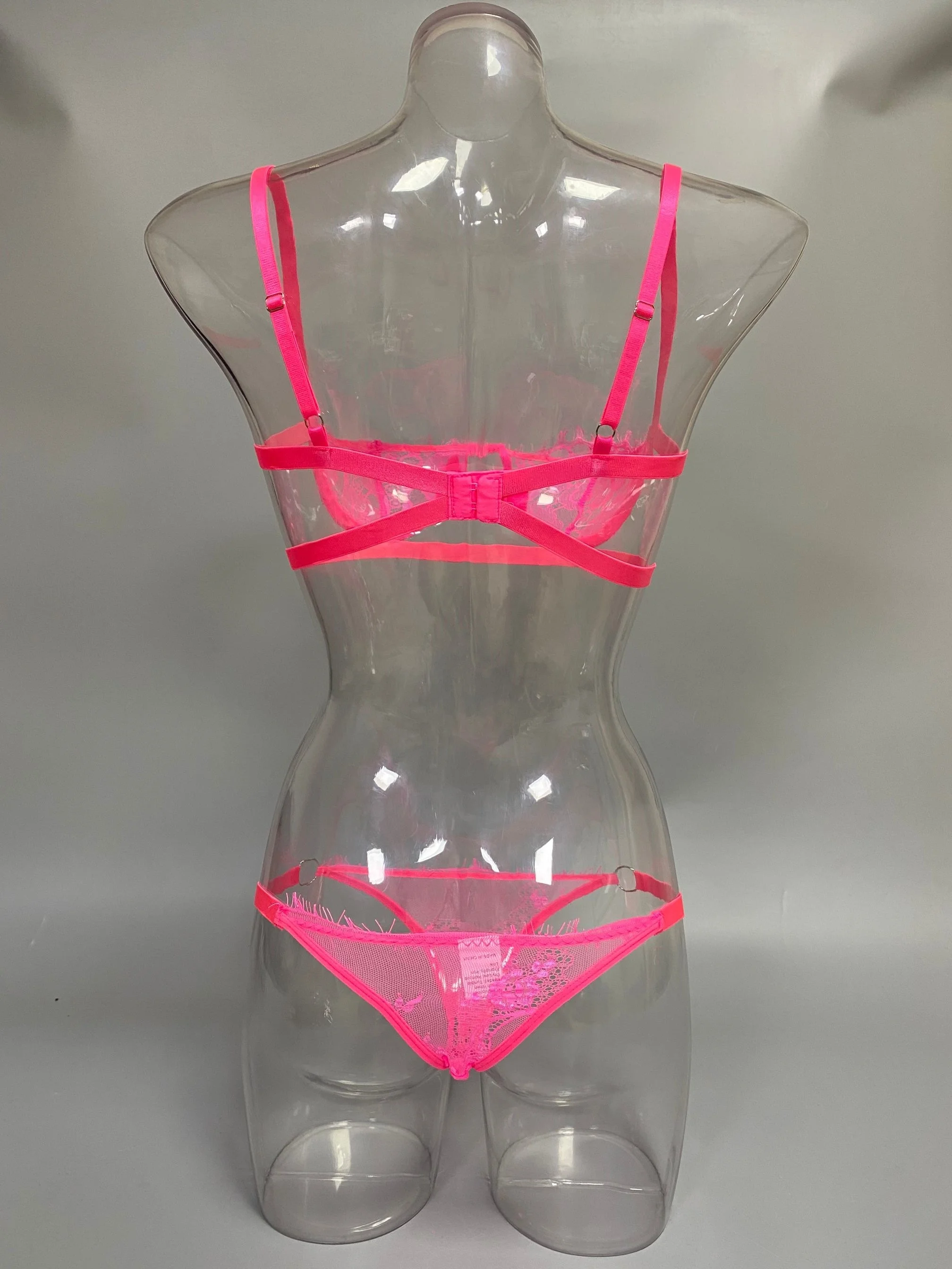 2022 New arrival pink red black bikini sea beach holiday sexy girl women lace hollow see through erotic lingerie