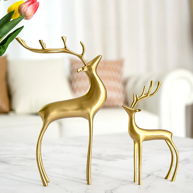 christmas deer decorations home Pure copper copper deer light luxury ornaments home accessories brass cabinet porch wine cabinet