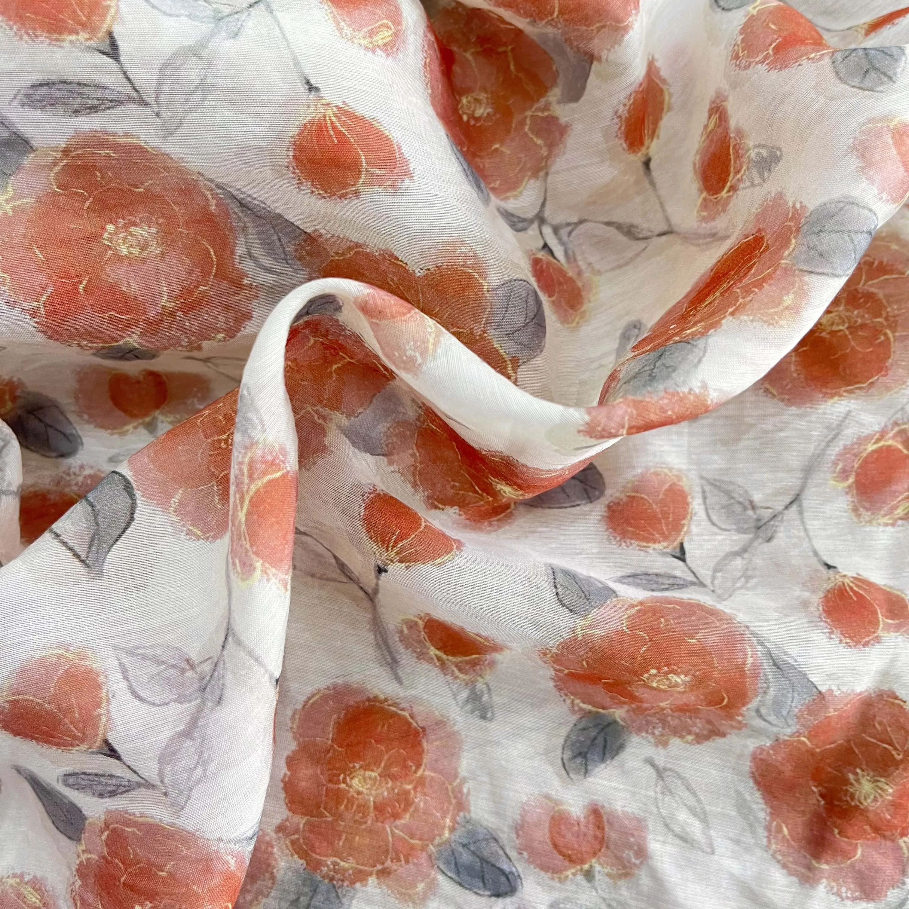 Manufacturer 82% lyocell 18% Nylon woven poplin fabric custom digital print light chiffon breathable soft for women dresses