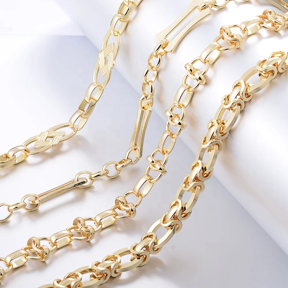 18k Gold Plated Paper Clip Brass Necklace Chain Bulk for Jewelry Making Diy Craft Decoration Long and Short Chain for Bracelet