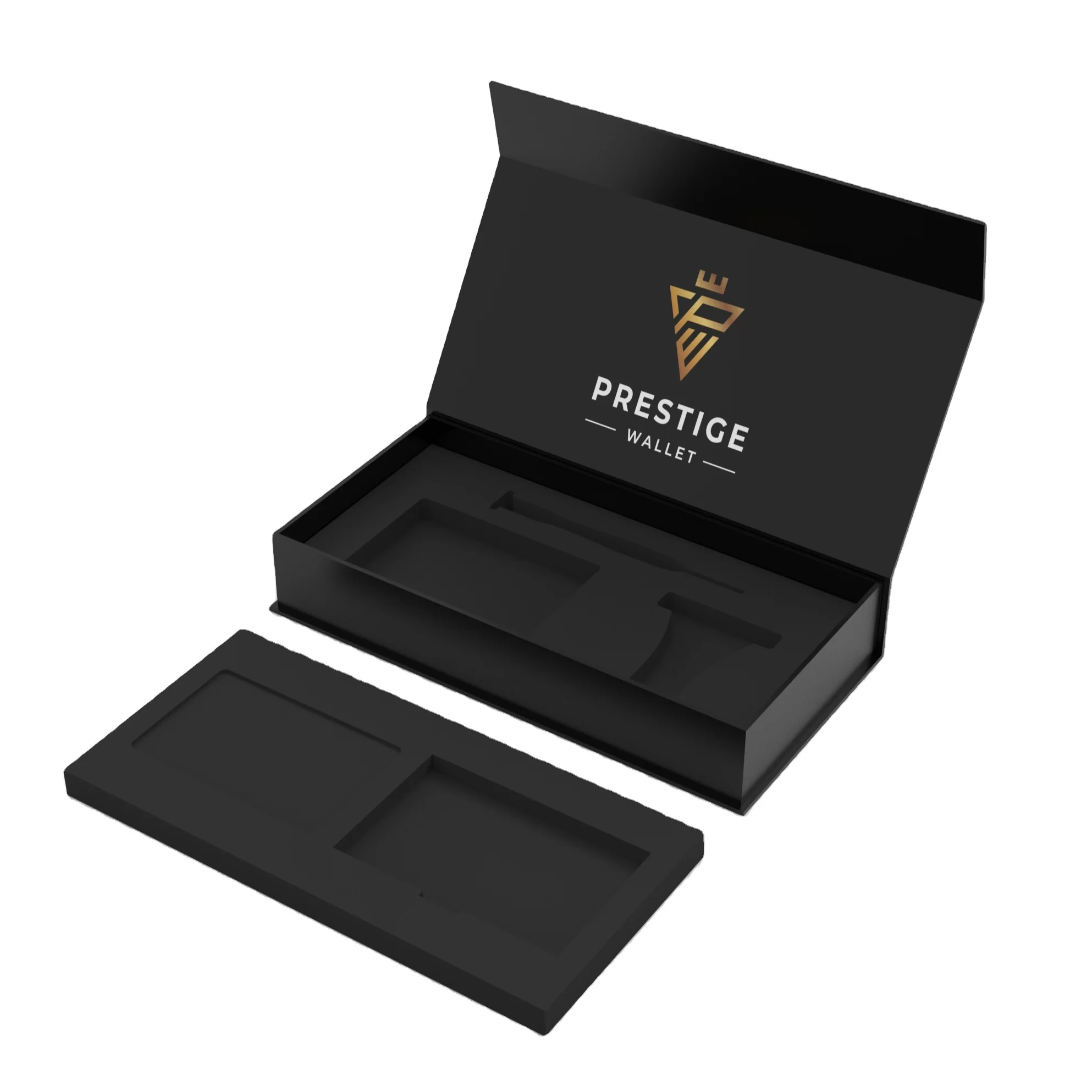 custom boxes with logo packaging magnetic lid box with foam black magnet shaped VIP card matte small gift box