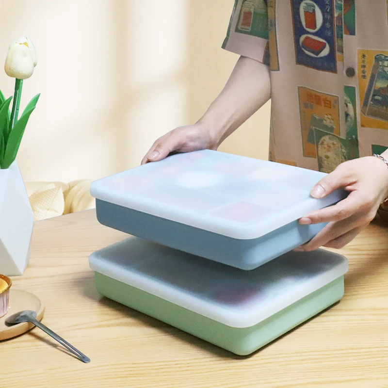 Custom Kids Lunch Box for School Snack Container Portable Silicone Divided Snacks Box for Children Travel Snack Storage Box