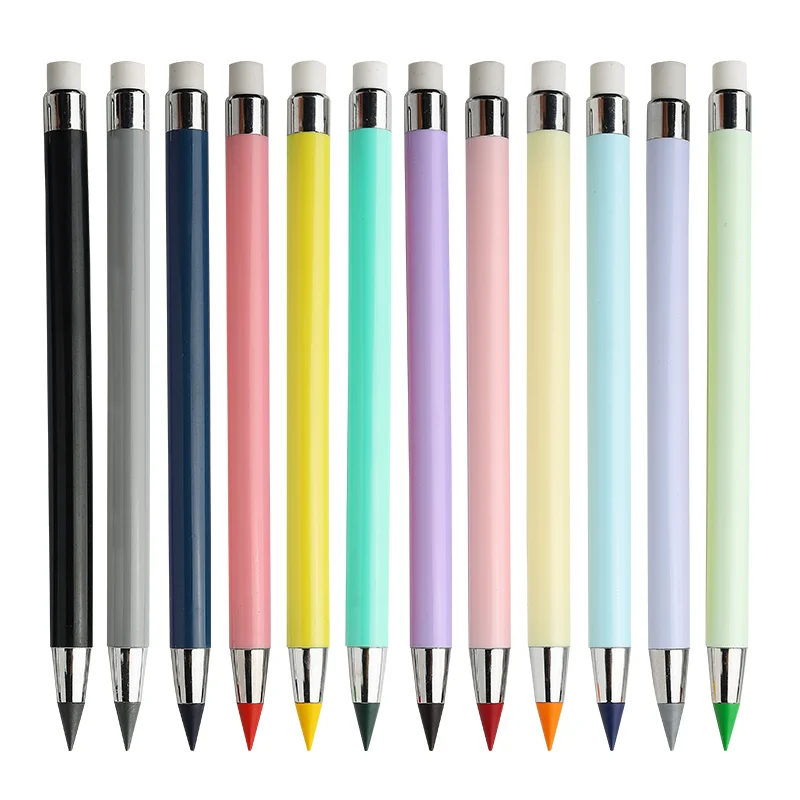 Customized Lapiceros Endless Everlasting Colores Infinito Pencil 12 colors Replaceable Infinite Colored pencil with Eraser
