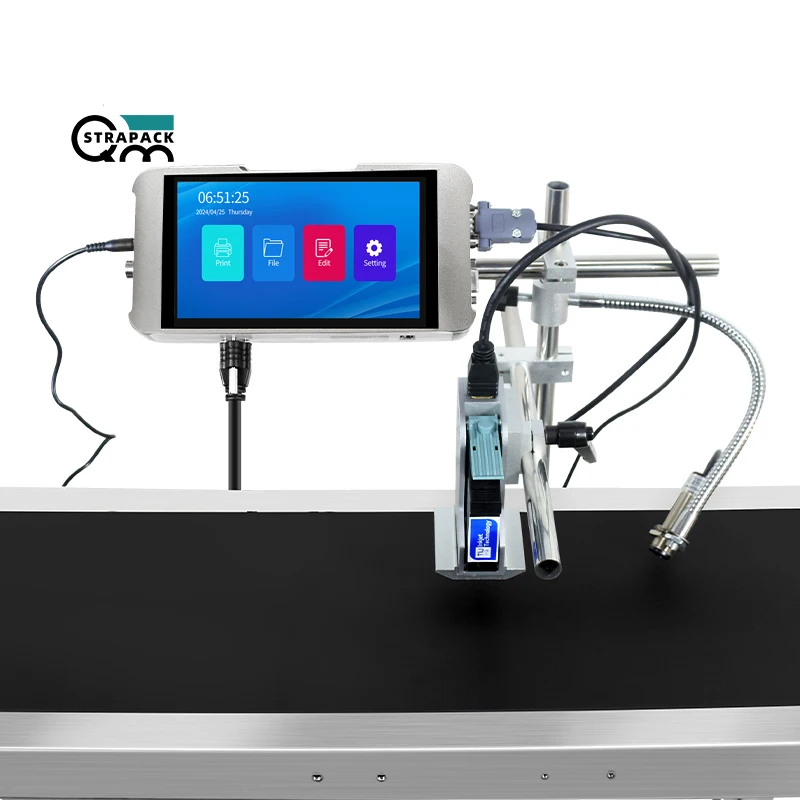 QMSTRAPACK New MRP EXP Date Batch Coding Machine Online Inkjet Printer For Steel Pipe Plastic Pouch Jar Carton Box Bottles
