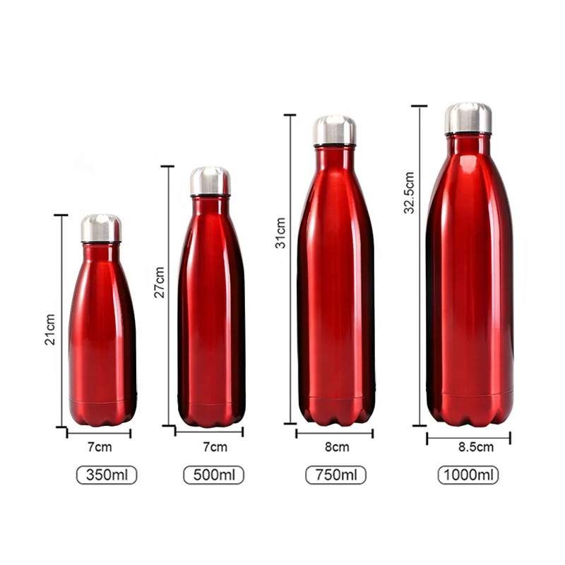 Factory Whosale Custom Logo 500ml Sports Water Bottles Cola Shaped Vacuum Insulated Stainless Steel Cola Water Bottles 750ml