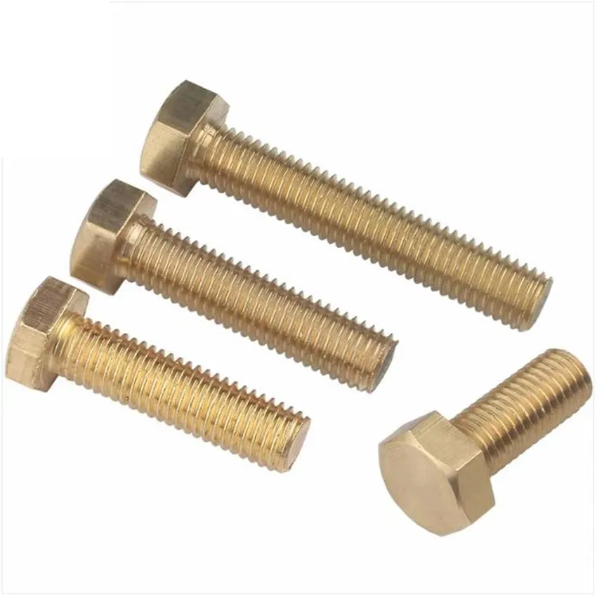 High Quality Din 933 Hardware Fasteners Yellow Copper Hexagonal Bolt Brass Hex Bolt