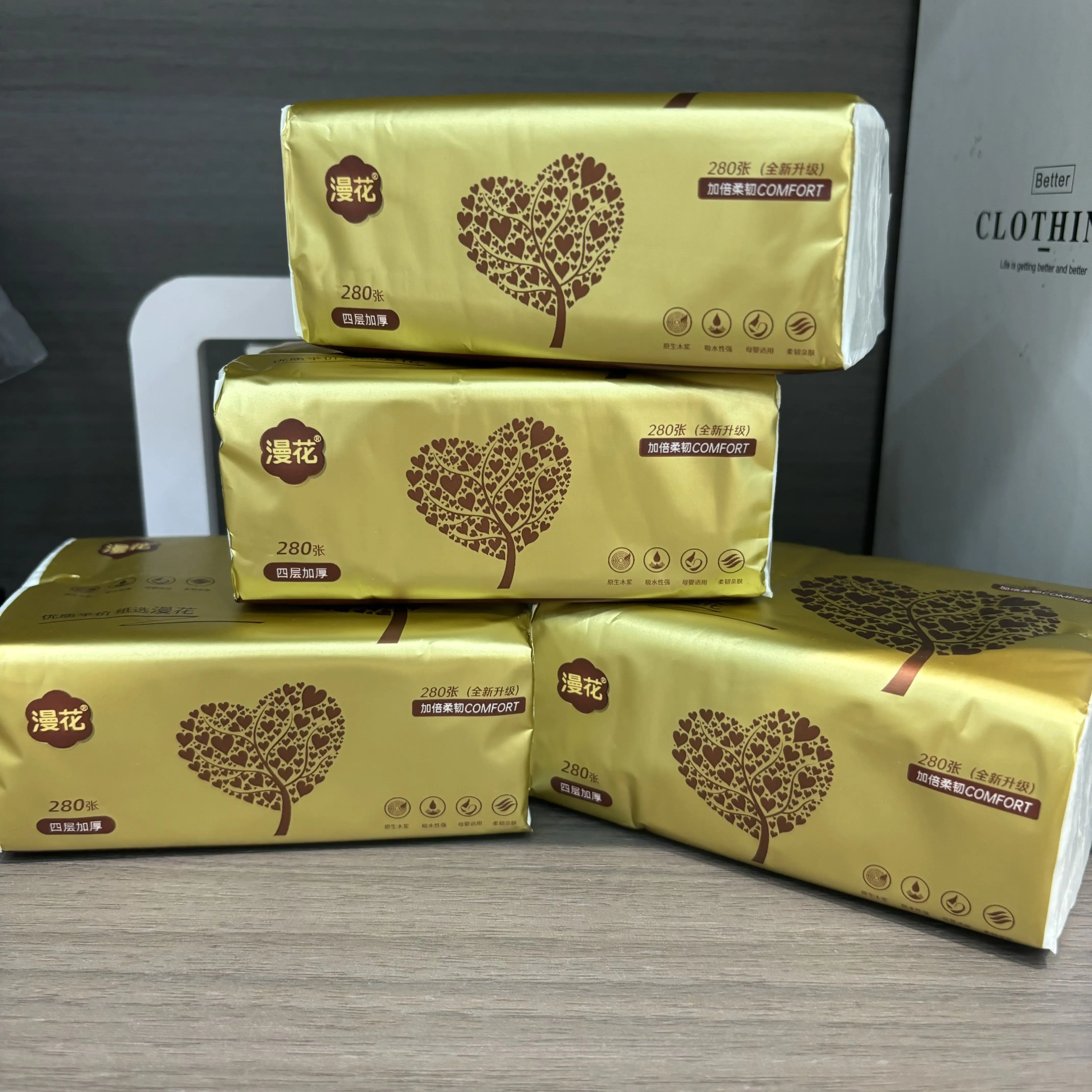 Wholesale customized bathroom toilet hanging waterproof soft pack disposable 3 4 5 ply facial tissues paper